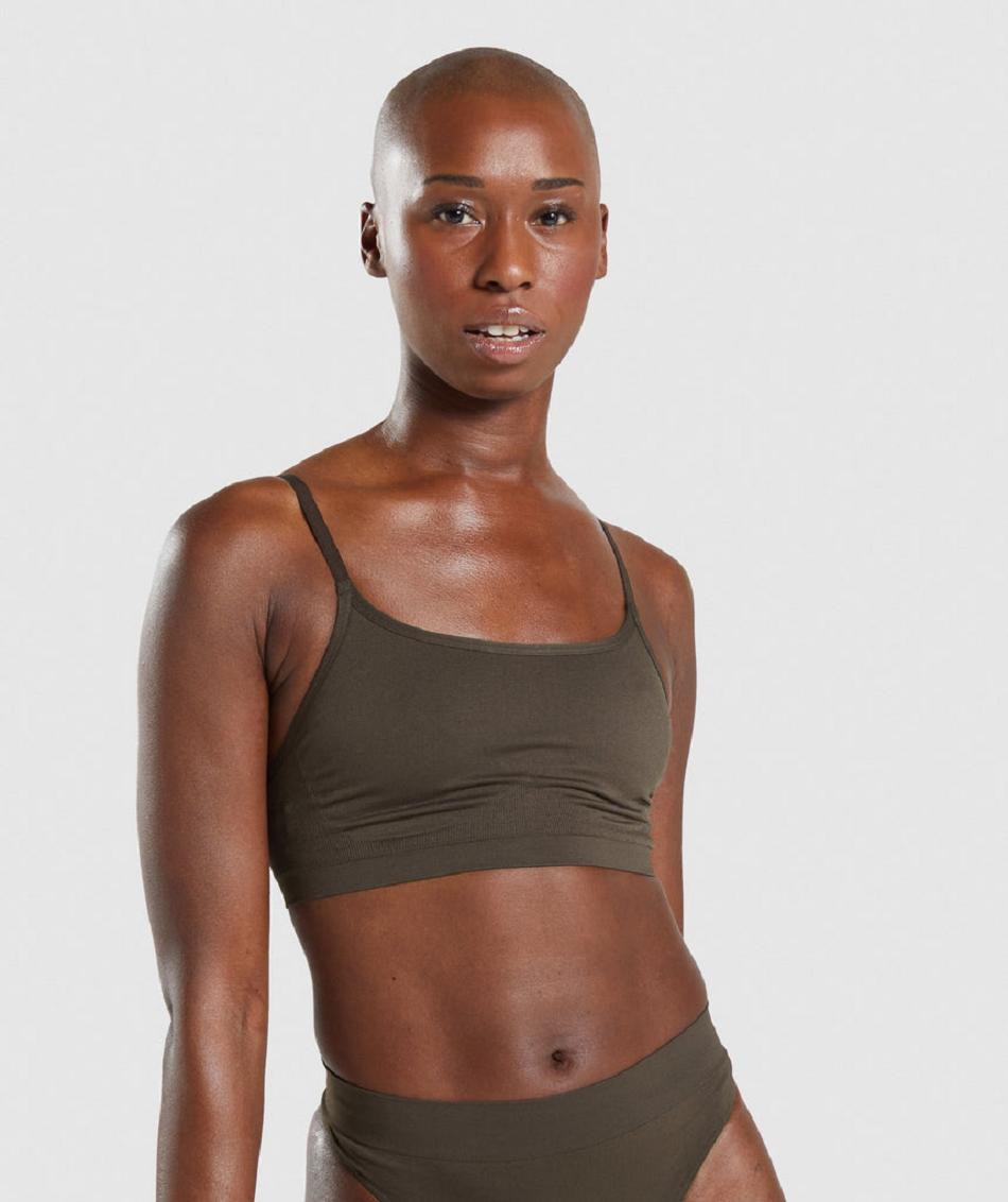 Bralette Damskie Gymshark Seamless Scoop Neck Brązowe | PL 3141FDN